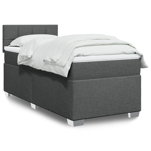 Boxspring met matras stof donkergrijs 90x190 cm Bedden & bedframes | Creëer jouw Trendy Thuis | Gratis bezorgd & Retour | Trendy.nl