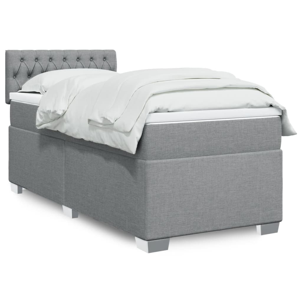 Boxspring met matras stof lichtgrijs 90x190 cm Bedden & bedframes | Creëer jouw Trendy Thuis | Gratis bezorgd & Retour | Trendy.nl