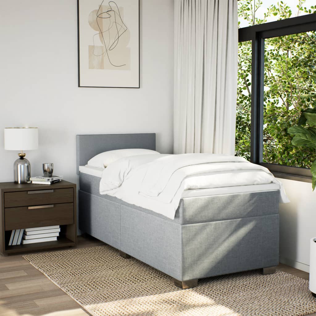 Boxspring met matras stof lichtgrijs 90x200 cm Bedden & bedframes | Creëer jouw Trendy Thuis | Gratis bezorgd & Retour | Trendy.nl