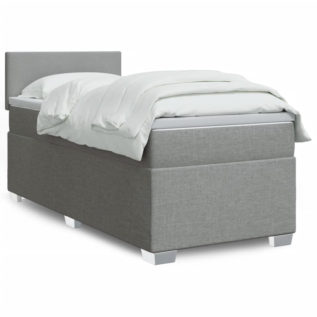 Boxspring met matras stof lichtgrijs 90x200 cm Bedden & bedframes | Creëer jouw Trendy Thuis | Gratis bezorgd & Retour | Trendy.nl