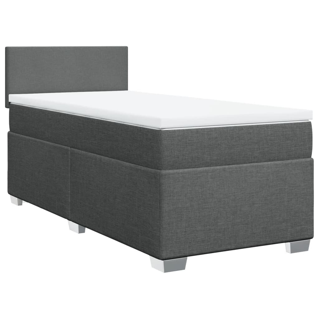 Boxspring met matras stof donkergrijs 90x200 cm Bedden & bedframes | Creëer jouw Trendy Thuis | Gratis bezorgd & Retour | Trendy.nl