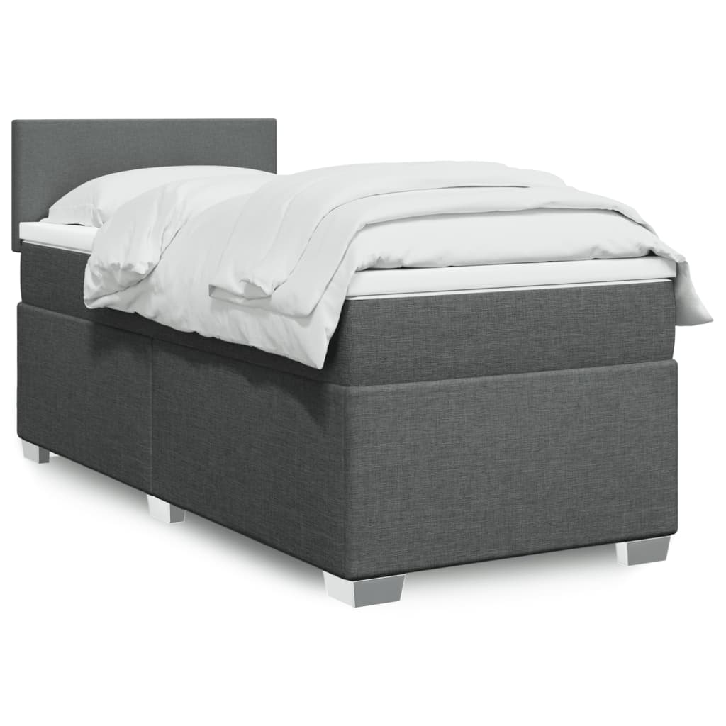 Boxspring met matras stof donkergrijs 90x200 cm Bedden & bedframes | Creëer jouw Trendy Thuis | Gratis bezorgd & Retour | Trendy.nl