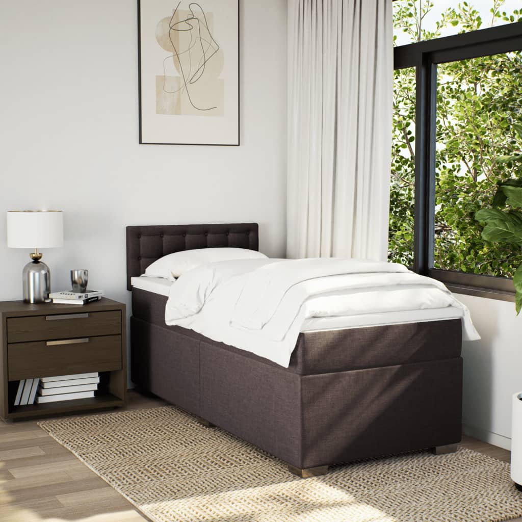 Boxspring met matras stof donkerbruin 90x200 cm Bedden & bedframes | Creëer jouw Trendy Thuis | Gratis bezorgd & Retour | Trendy.nl