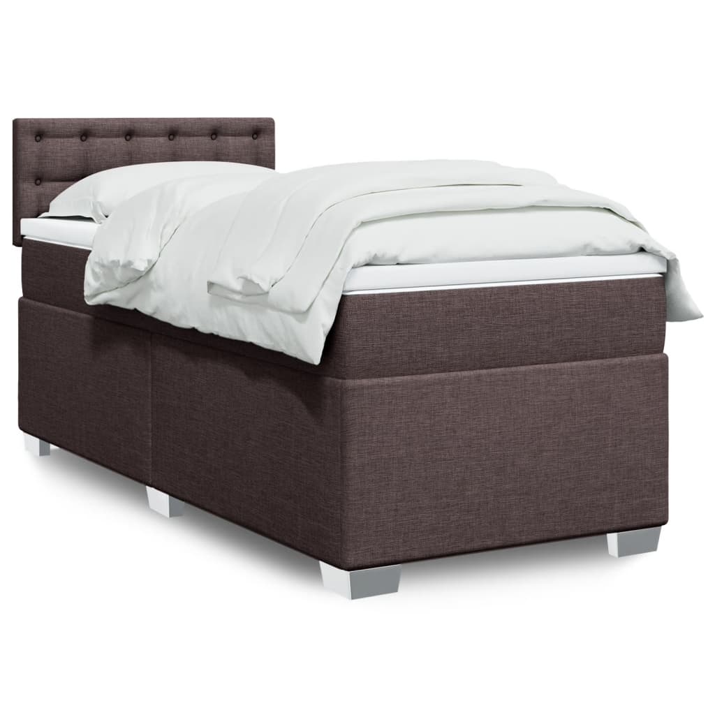 Boxspring met matras stof donkerbruin 90x200 cm Bedden & bedframes | Creëer jouw Trendy Thuis | Gratis bezorgd & Retour | Trendy.nl