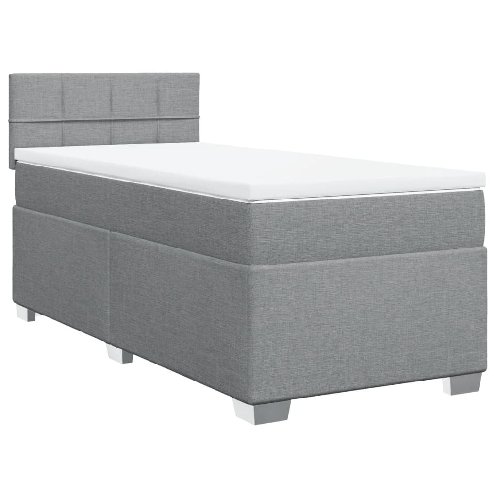 Boxspring met matras stof lichtgrijs 100x200 cm Bedden & bedframes | Creëer jouw Trendy Thuis | Gratis bezorgd & Retour | Trendy.nl