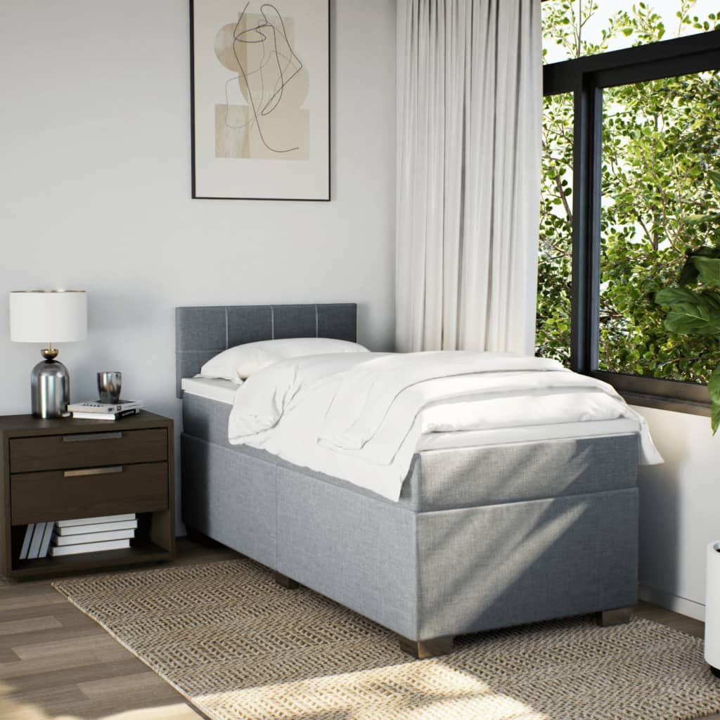 Boxspring met matras stof lichtgrijs 100x200 cm Bedden & bedframes | Creëer jouw Trendy Thuis | Gratis bezorgd & Retour | Trendy.nl