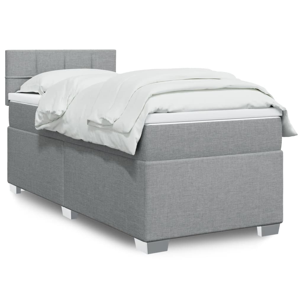 Boxspring met matras stof lichtgrijs 100x200 cm Bedden & bedframes | Creëer jouw Trendy Thuis | Gratis bezorgd & Retour | Trendy.nl