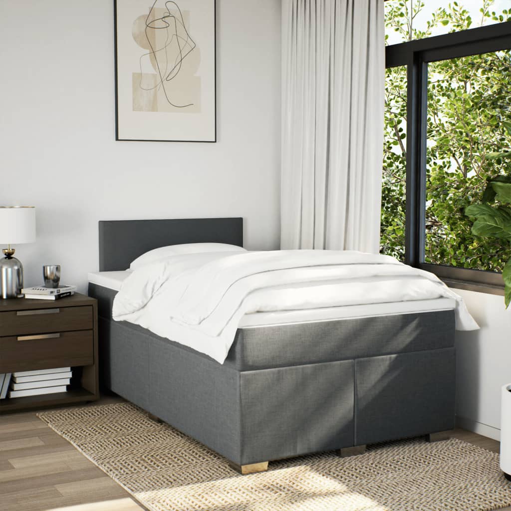 Boxspring met matras stof donkergrijs 120x190 cm Bedden & bedframes | Creëer jouw Trendy Thuis | Gratis bezorgd & Retour | Trendy.nl