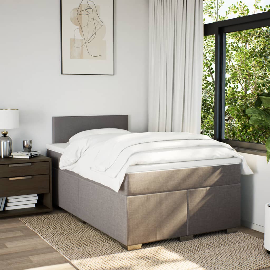 Boxspring met matras stof taupe 120x190 cm Bedden & bedframes | Creëer jouw Trendy Thuis | Gratis bezorgd & Retour | Trendy.nl