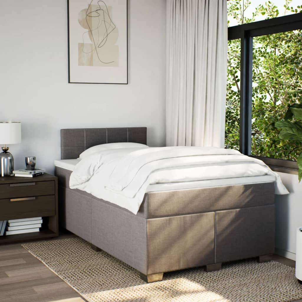 Boxspring met matras stof taupe 120x190 cm Bedden & bedframes | Creëer jouw Trendy Thuis | Gratis bezorgd & Retour | Trendy.nl