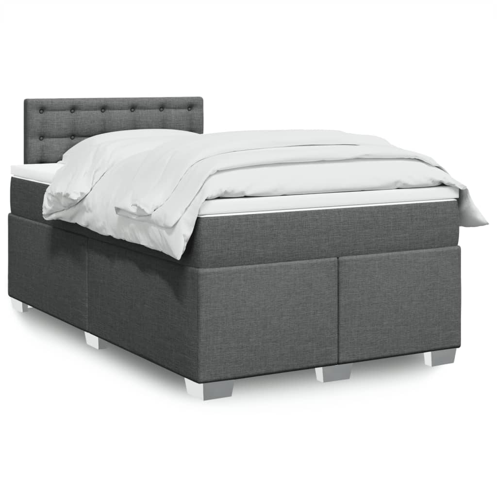 Boxspring met matras stof donkergrijs 120x190 cm Bedden & bedframes | Creëer jouw Trendy Thuis | Gratis bezorgd & Retour | Trendy.nl