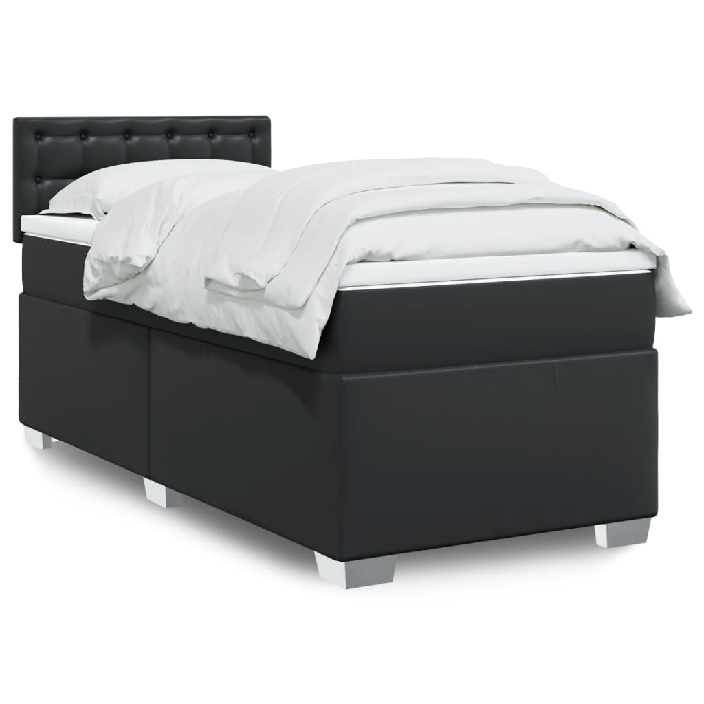 Boxspring met matras kunstleer zwart 80x200 cm Bedden & bedframes | Creëer jouw Trendy Thuis | Gratis bezorgd & Retour | Trendy.nl