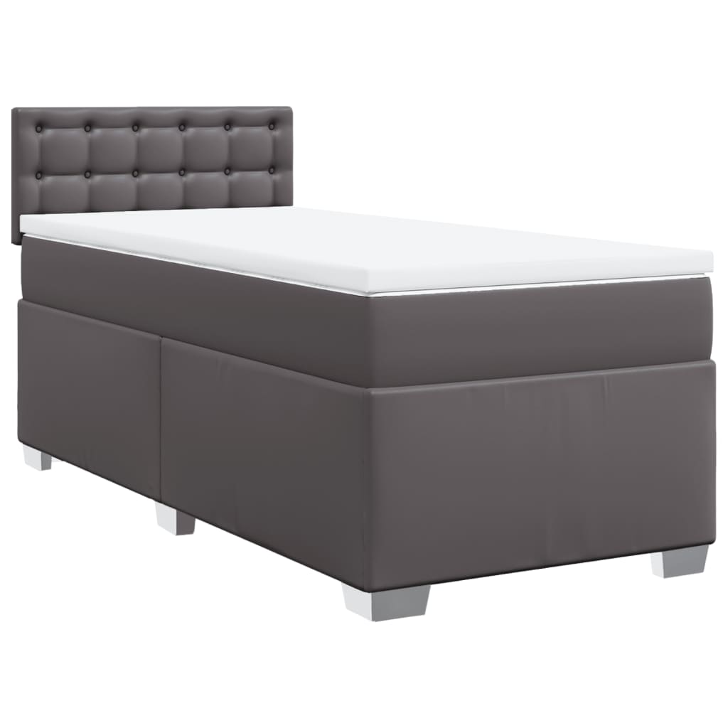 Boxspring met matras kunstleer grijs 80x200 cm Bedden & bedframes | Creëer jouw Trendy Thuis | Gratis bezorgd & Retour | Trendy.nl