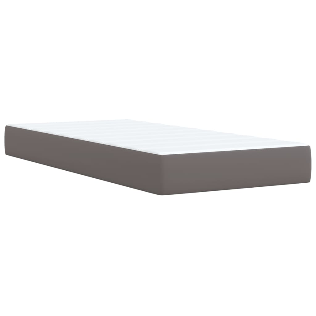 Boxspring met matras kunstleer grijs 80x200 cm Bedden & bedframes | Creëer jouw Trendy Thuis | Gratis bezorgd & Retour | Trendy.nl