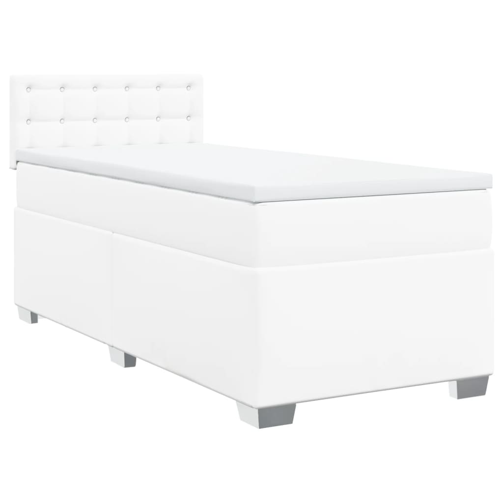 Boxspring met matras kunstleer wit 90x190 cm Bedden & bedframes | Creëer jouw Trendy Thuis | Gratis bezorgd & Retour | Trendy.nl