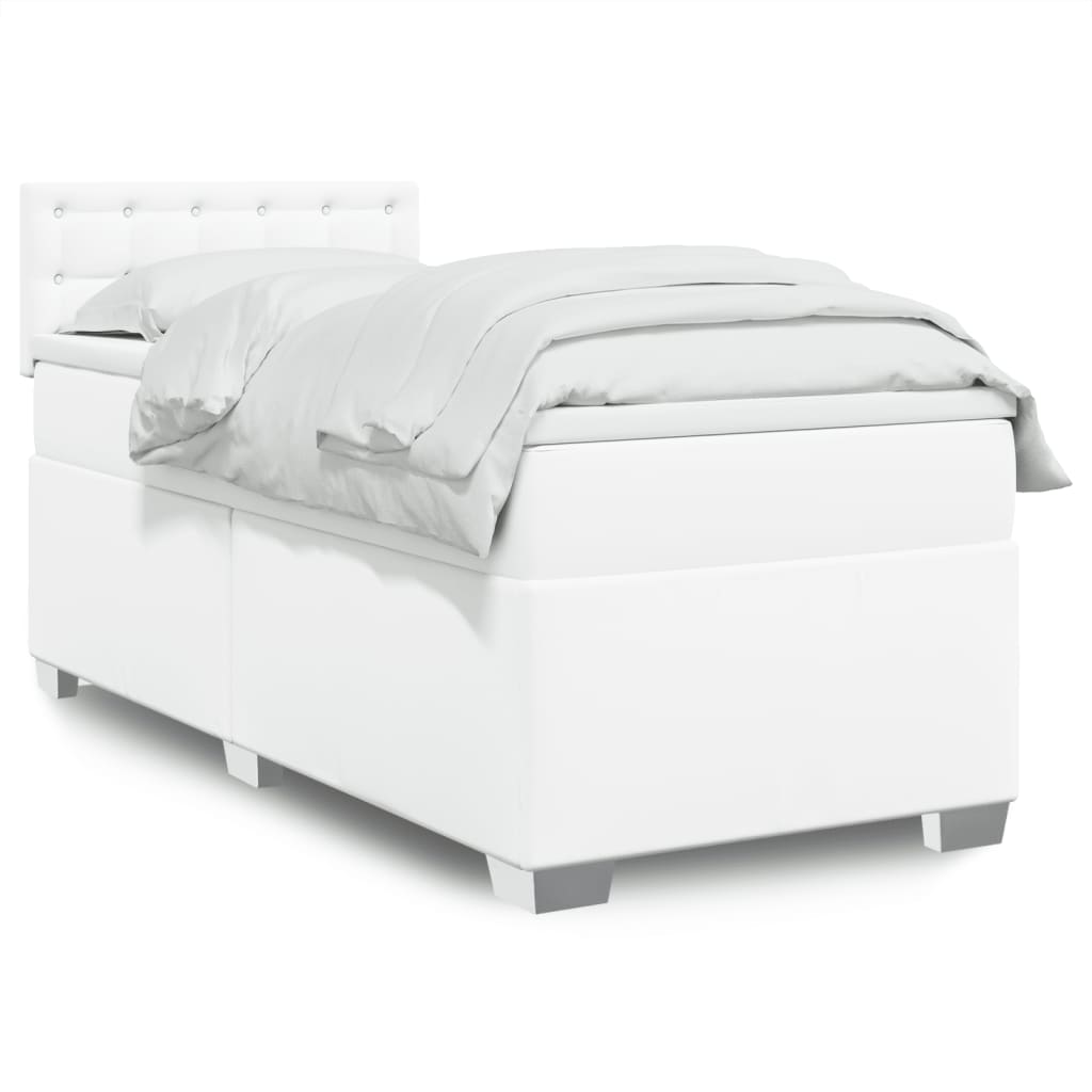 Boxspring met matras kunstleer wit 90x190 cm Bedden & bedframes | Creëer jouw Trendy Thuis | Gratis bezorgd & Retour | Trendy.nl