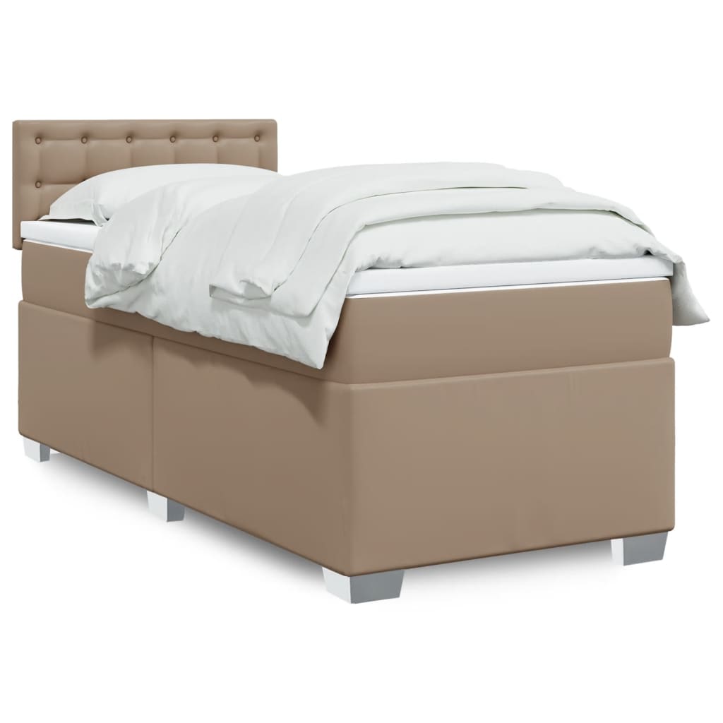 Boxspring met matras kunstleer cappuccinokleurig 90x190 cm Bedden & bedframes | Creëer jouw Trendy Thuis | Gratis bezorgd & Retour | Trendy.nl