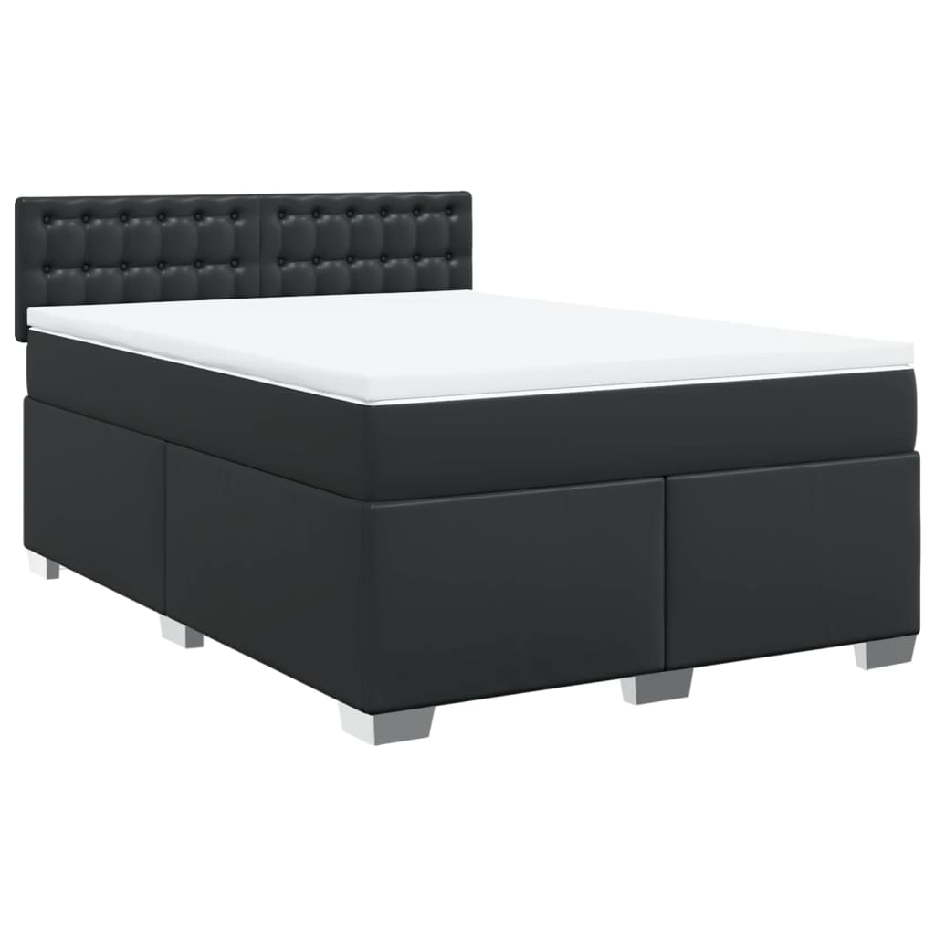 Boxspring met matras kunstleer zwart 140x200 cm Bedden & bedframes | Creëer jouw Trendy Thuis | Gratis bezorgd & Retour | Trendy.nl