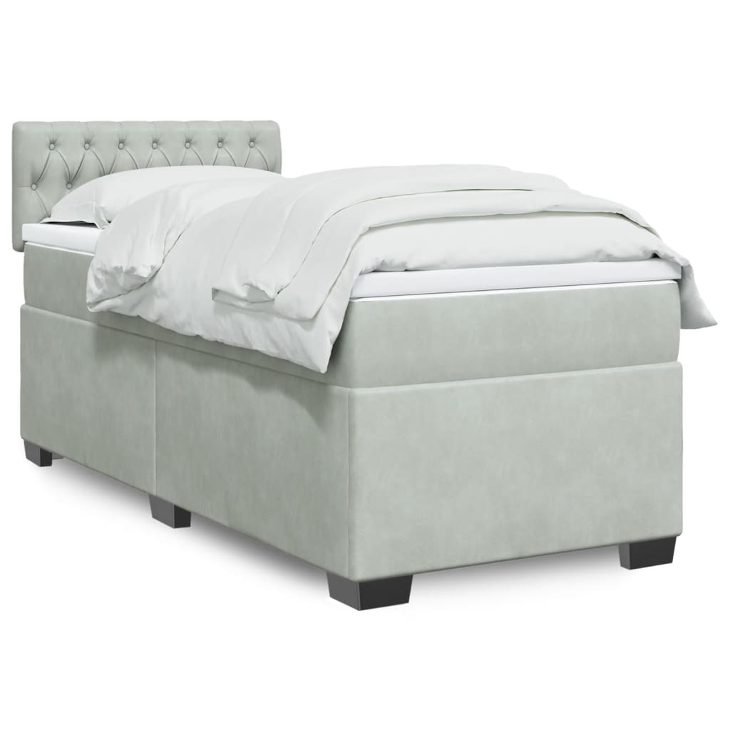 Boxspring met matras fluweel lichtgrijs 80x200 cm Bedden & bedframes | Creëer jouw Trendy Thuis | Gratis bezorgd & Retour | Trendy.nl