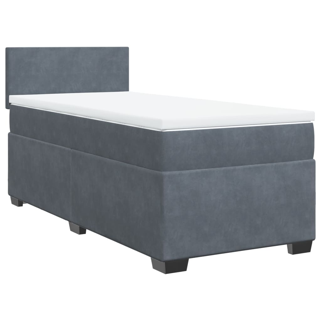 Boxspring met matras fluweel donkergrijs 90x190 cm Bedden & bedframes | Creëer jouw Trendy Thuis | Gratis bezorgd & Retour | Trendy.nl