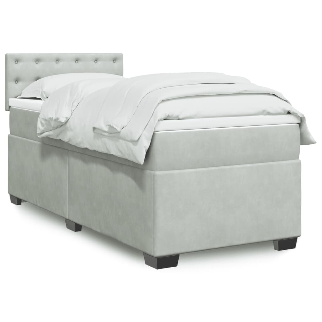 Boxspring met matras fluweel lichtgrijs 90x190 cm Bedden & bedframes | Creëer jouw Trendy Thuis | Gratis bezorgd & Retour | Trendy.nl