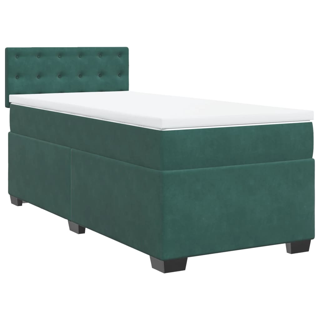 Boxspring met matras fluweel donkergroen 90x190 cm Bedden & bedframes | Creëer jouw Trendy Thuis | Gratis bezorgd & Retour | Trendy.nl