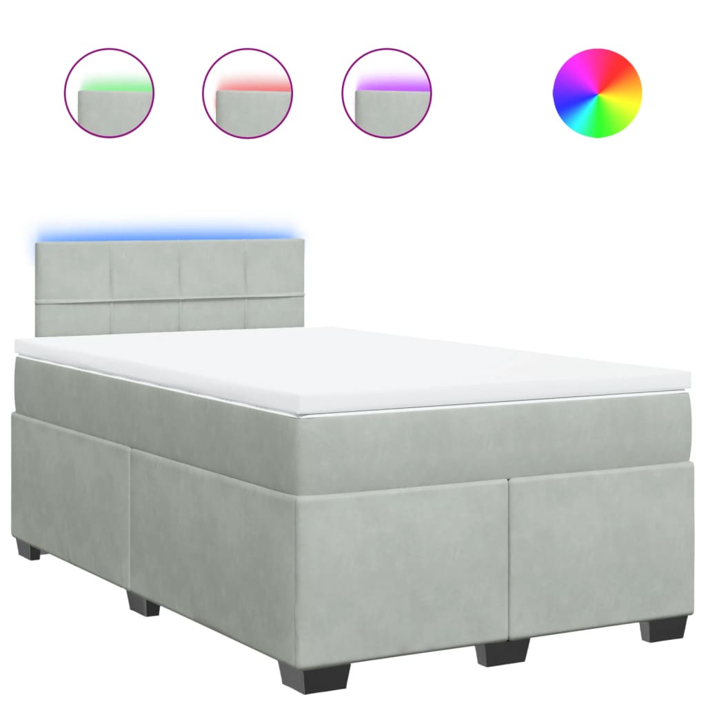 Boxspring met matras fluweel lichtgrijs 120x190 cm Bedden & bedframes | Creëer jouw Trendy Thuis | Gratis bezorgd & Retour | Trendy.nl