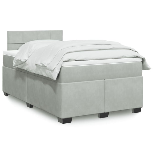 Boxspring met matras fluweel lichtgrijs 120x190 cm Bedden & bedframes | Creëer jouw Trendy Thuis | Gratis bezorgd & Retour | Trendy.nl