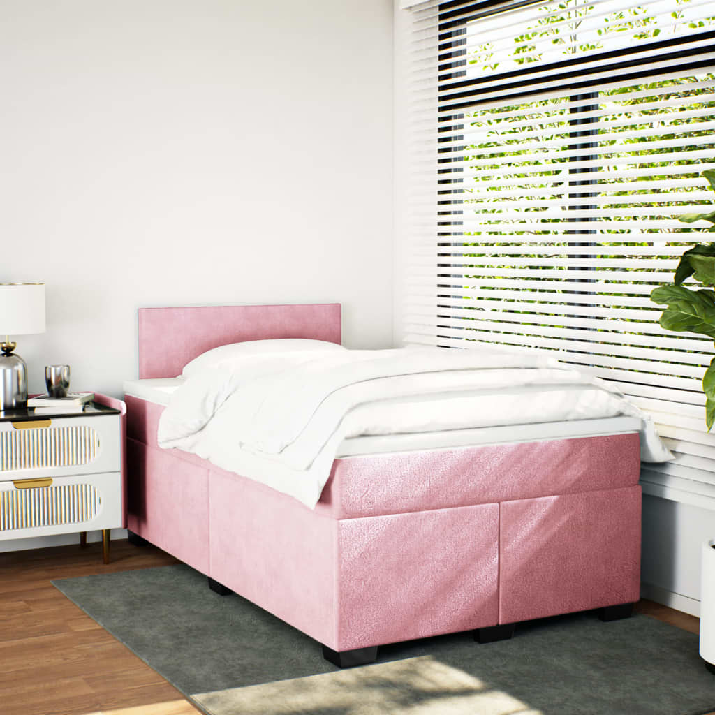 Boxspring met matras fluweel roze 120x200 cm Bedden & bedframes | Creëer jouw Trendy Thuis | Gratis bezorgd & Retour | Trendy.nl