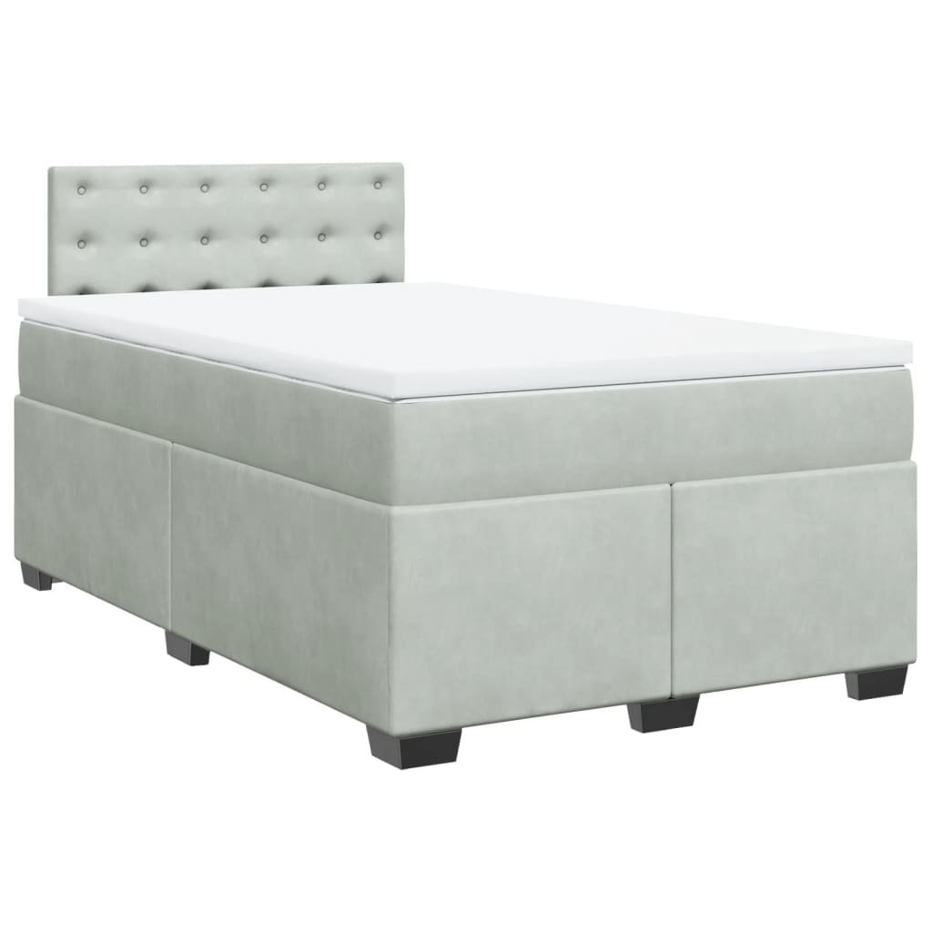 Boxspring met matras fluweel lichtgrijs 120x200 cm Bedden & bedframes | Creëer jouw Trendy Thuis | Gratis bezorgd & Retour | Trendy.nl