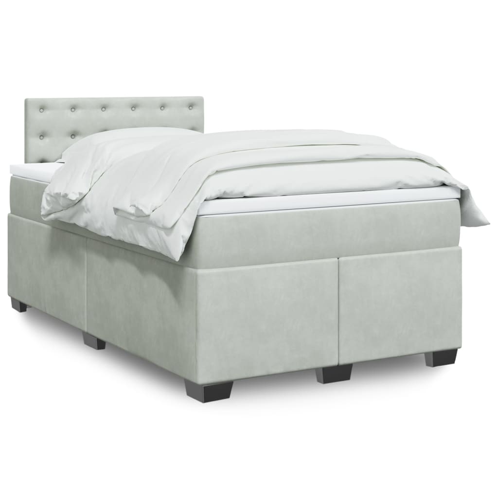 Boxspring met matras fluweel lichtgrijs 120x200 cm Bedden & bedframes | Creëer jouw Trendy Thuis | Gratis bezorgd & Retour | Trendy.nl