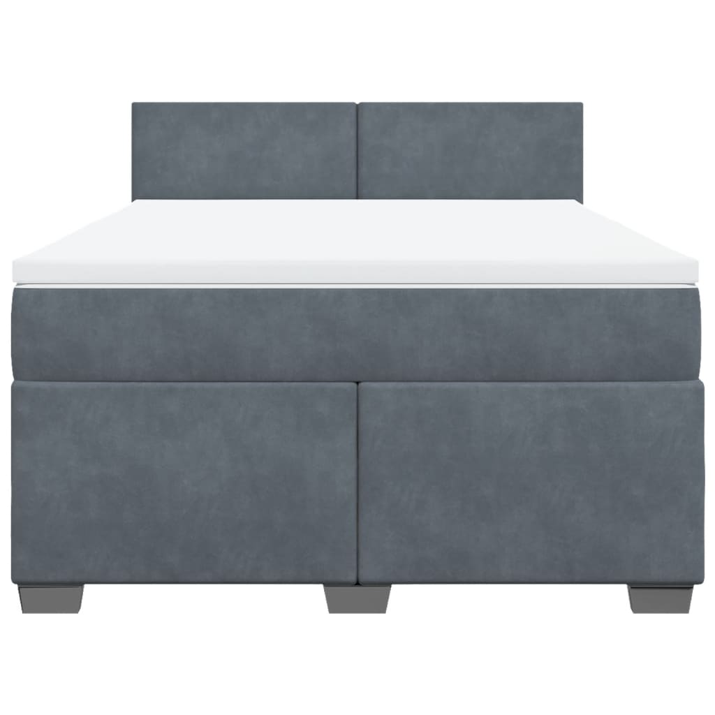 Boxspring met matras fluweel donkergrijs 140x190 cm Bedden & bedframes | Creëer jouw Trendy Thuis | Gratis bezorgd & Retour | Trendy.nl