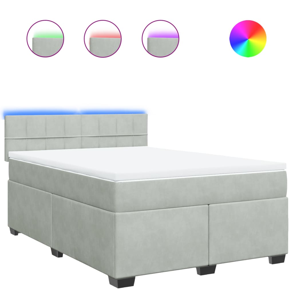 Boxspring met matras fluweel lichtgrijs 140x190 cm Bedden & bedframes | Creëer jouw Trendy Thuis | Gratis bezorgd & Retour | Trendy.nl