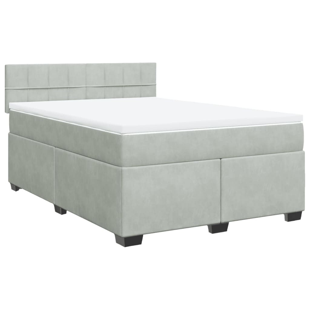 Boxspring met matras fluweel lichtgrijs 140x190 cm Bedden & bedframes | Creëer jouw Trendy Thuis | Gratis bezorgd & Retour | Trendy.nl