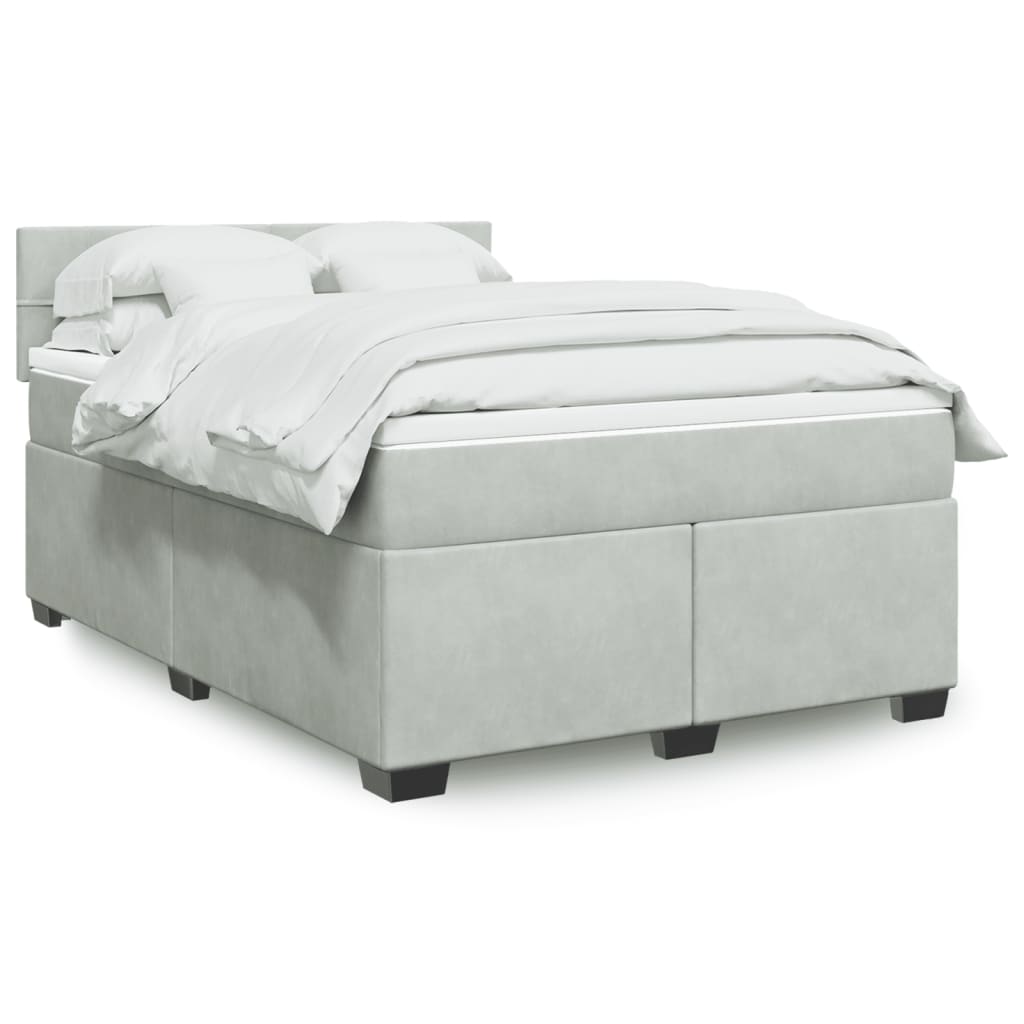 Boxspring met matras fluweel lichtgrijs 140x190 cm Bedden & bedframes | Creëer jouw Trendy Thuis | Gratis bezorgd & Retour | Trendy.nl