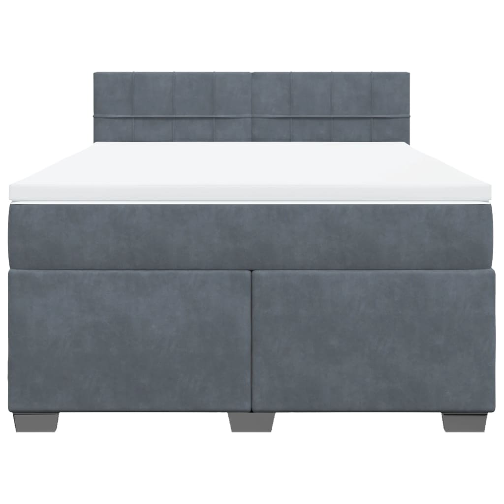 Boxspring met matras fluweel donkergrijs 140x190 cm Bedden & bedframes | Creëer jouw Trendy Thuis | Gratis bezorgd & Retour | Trendy.nl