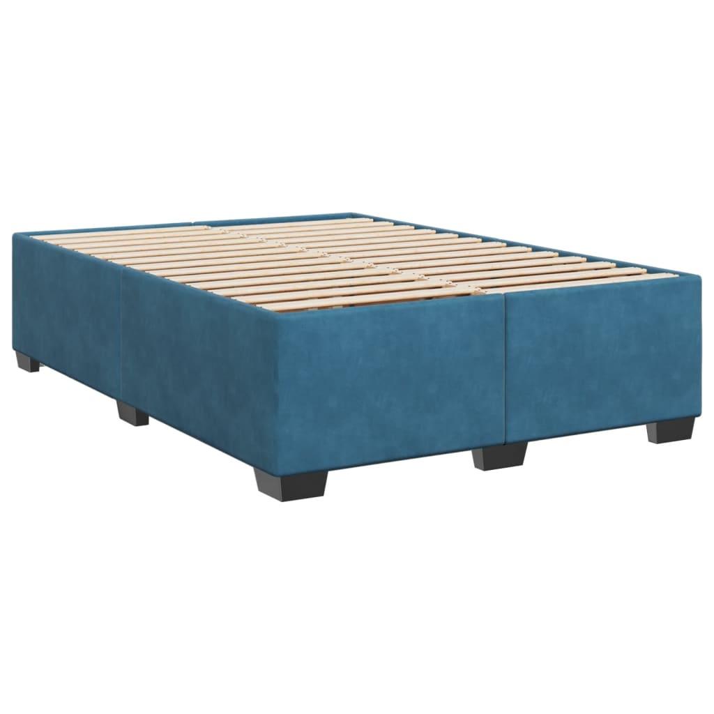 Boxspring met matras fluweel blauw 140x190 cm