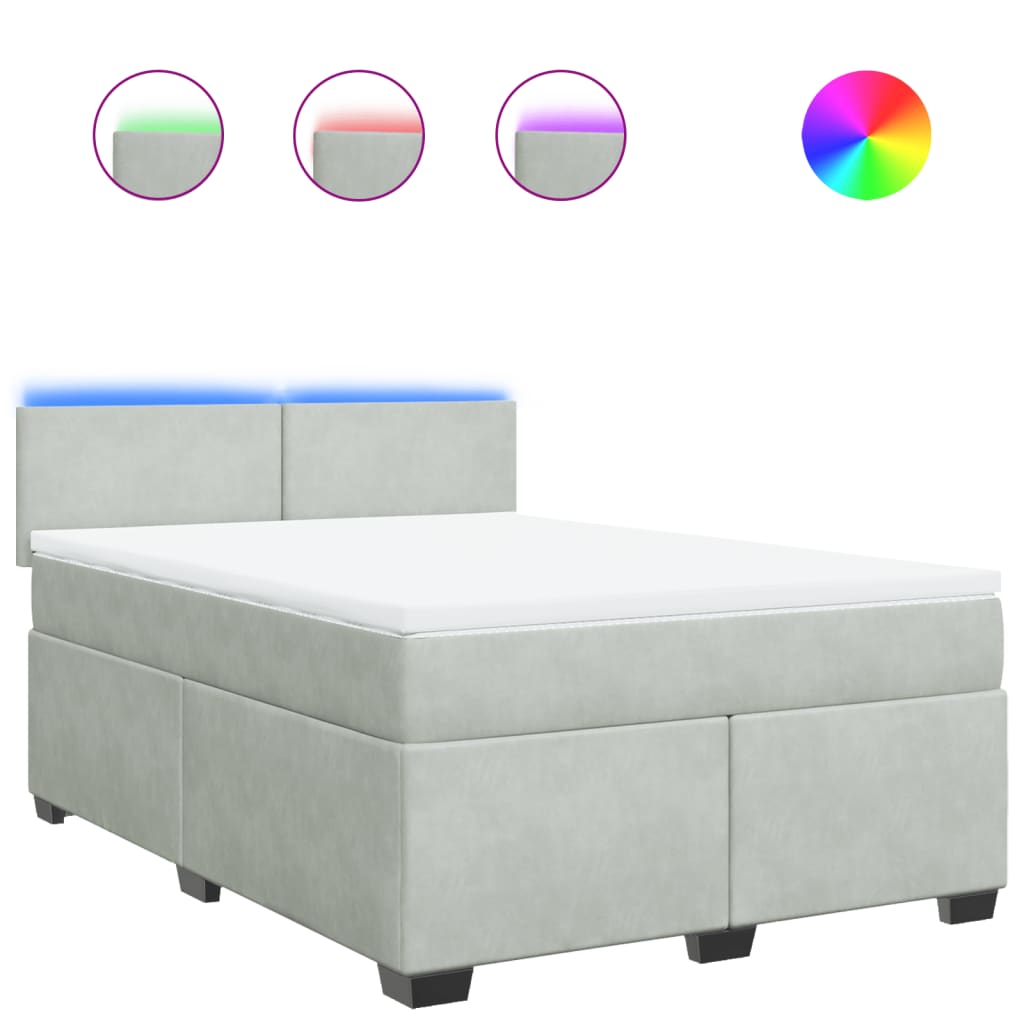 Boxspring met matras fluweel lichtgrijs 140x200 cm Bedden & bedframes | Creëer jouw Trendy Thuis | Gratis bezorgd & Retour | Trendy.nl