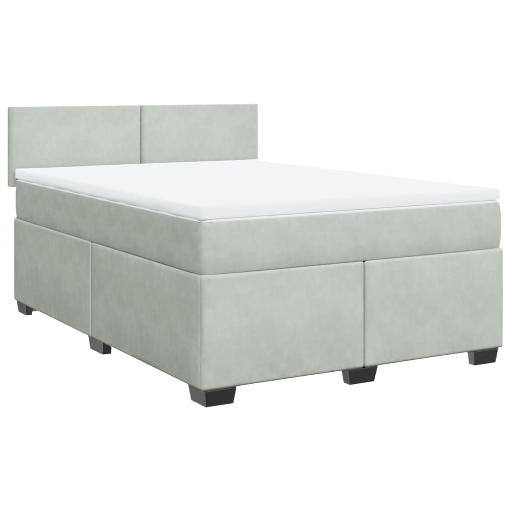 Boxspring met matras fluweel lichtgrijs 140x200 cm Bedden & bedframes | Creëer jouw Trendy Thuis | Gratis bezorgd & Retour | Trendy.nl