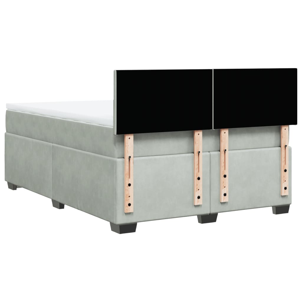 Boxspring met matras fluweel lichtgrijs 140x200 cm Bedden & bedframes | Creëer jouw Trendy Thuis | Gratis bezorgd & Retour | Trendy.nl