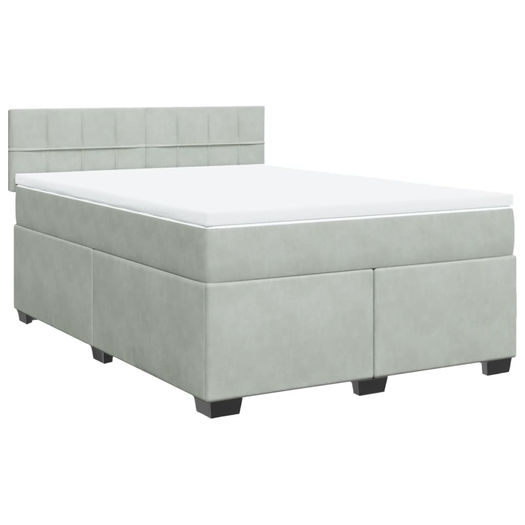 Boxspring met matras fluweel lichtgrijs 140x200 cm Bedden & bedframes | Creëer jouw Trendy Thuis | Gratis bezorgd & Retour | Trendy.nl