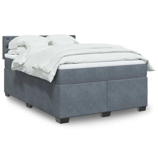 Boxspring met matras fluweel donkergrijs 140x200 cm Bedden & bedframes | Creëer jouw Trendy Thuis | Gratis bezorgd & Retour | Trendy.nl