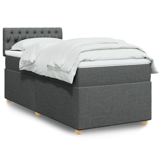 Boxspring met matras stof donkergrijs 80x200 cm Bedden & bedframes | Creëer jouw Trendy Thuis | Gratis bezorgd & Retour | Trendy.nl