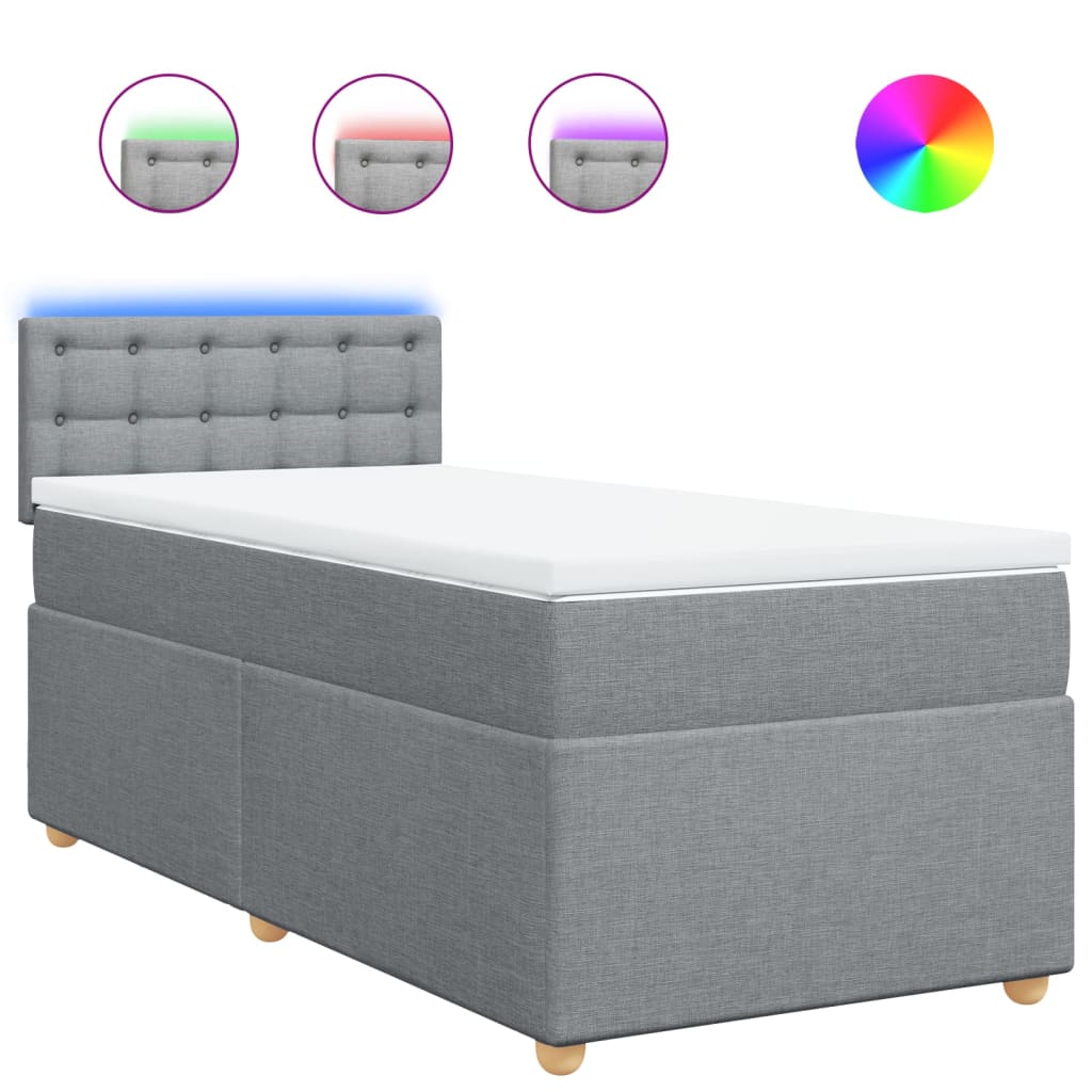 Boxspring met matras stof lichtgrijs 80x200 cm Bedden & bedframes | Creëer jouw Trendy Thuis | Gratis bezorgd & Retour | Trendy.nl