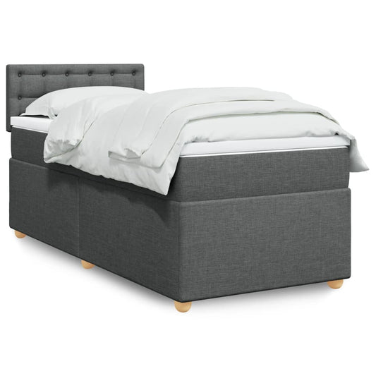 Boxspring met matras stof donkergrijs 80x200 cm Bedden & bedframes | Creëer jouw Trendy Thuis | Gratis bezorgd & Retour | Trendy.nl