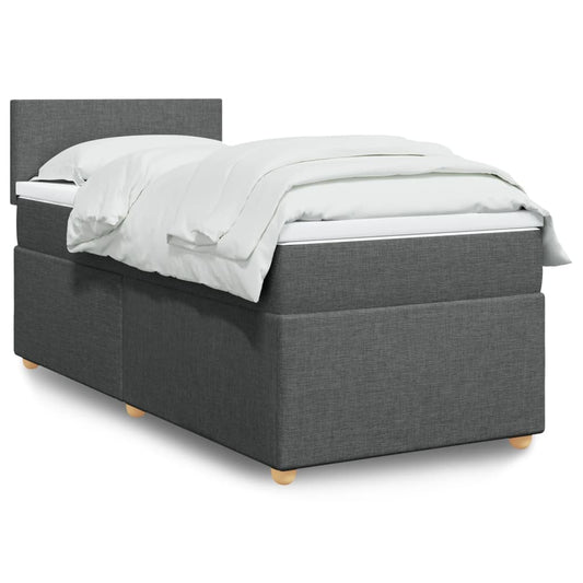 Boxspring met matras stof donkergrijs 90x190 cm Bedden & bedframes | Creëer jouw Trendy Thuis | Gratis bezorgd & Retour | Trendy.nl