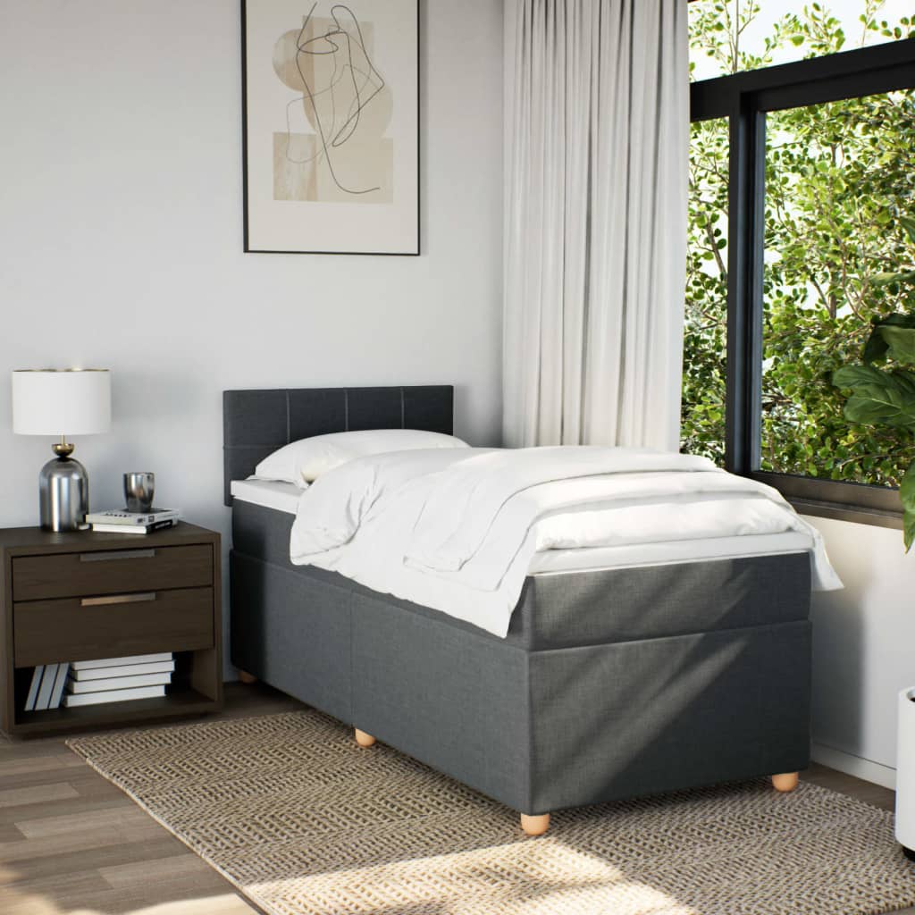 Boxspring met matras stof donkergrijs 90x190 cm Bedden & bedframes | Creëer jouw Trendy Thuis | Gratis bezorgd & Retour | Trendy.nl