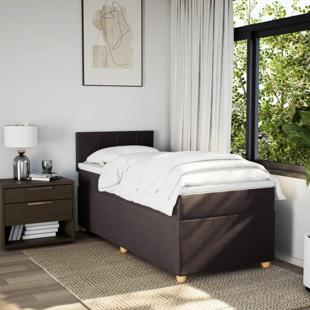 Boxspring met matras stof donkerbruin 90x190 cm Bedden & bedframes | Creëer jouw Trendy Thuis | Gratis bezorgd & Retour | Trendy.nl