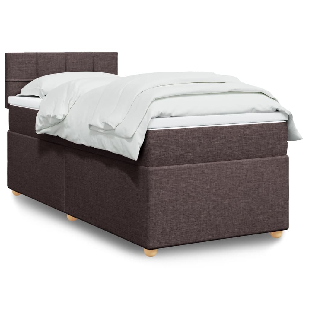 Boxspring met matras stof donkerbruin 90x190 cm Bedden & bedframes | Creëer jouw Trendy Thuis | Gratis bezorgd & Retour | Trendy.nl