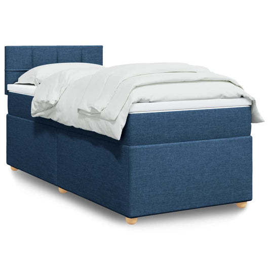 Boxspring met matras stof blauw 90x190 cm Bedden & bedframes | Creëer jouw Trendy Thuis | Gratis bezorgd & Retour | Trendy.nl